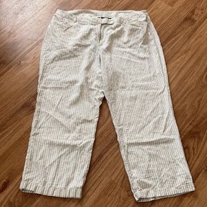 Lane Bryant Linen Blend Striped Wide Leg Trouser Pants, 22